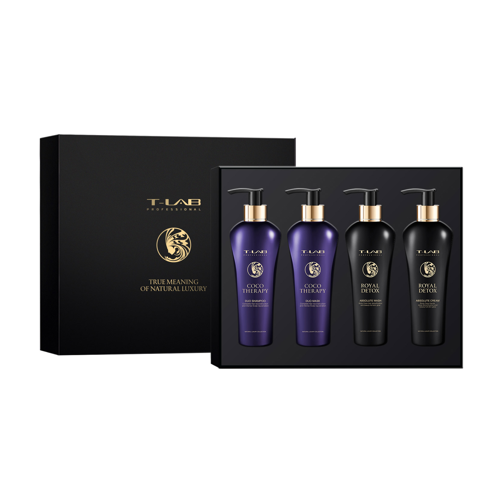 Набір для волосся та тіла T-LAB Professional Royal Detox + Coco Therapy, 4 предмети